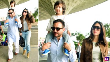 Taimur Steals the Show Even As Parents Kareena Kapoor Khan-Saif Ali Khan Make a Stylish Appearance at the Mumbai Airport (View Pics)