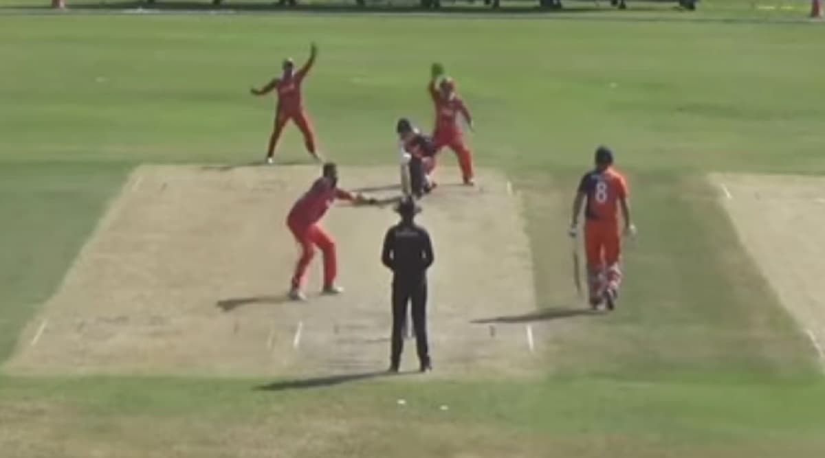 Khawar Ali Picks Up 10th Hat-Trick in T20Is During Oman vs Netherlands Match in Oman Pentangular Series (Watch Video) Khawar Ali Picks Up 10th Hat-Trick in T20Is During Oman vs Netherlands Match in Oman Pentangular Series (Watch Video)