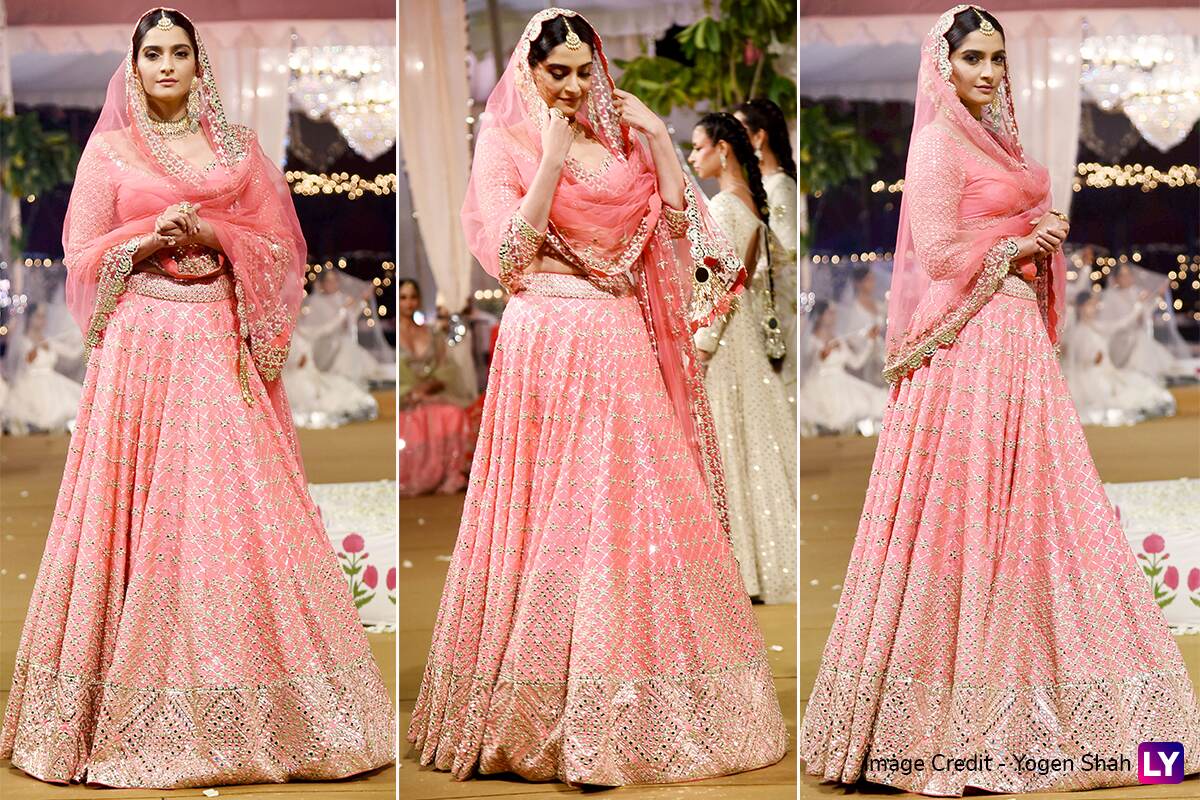 Sonam Kapoor walks the ramp for Abhinav Mishra .