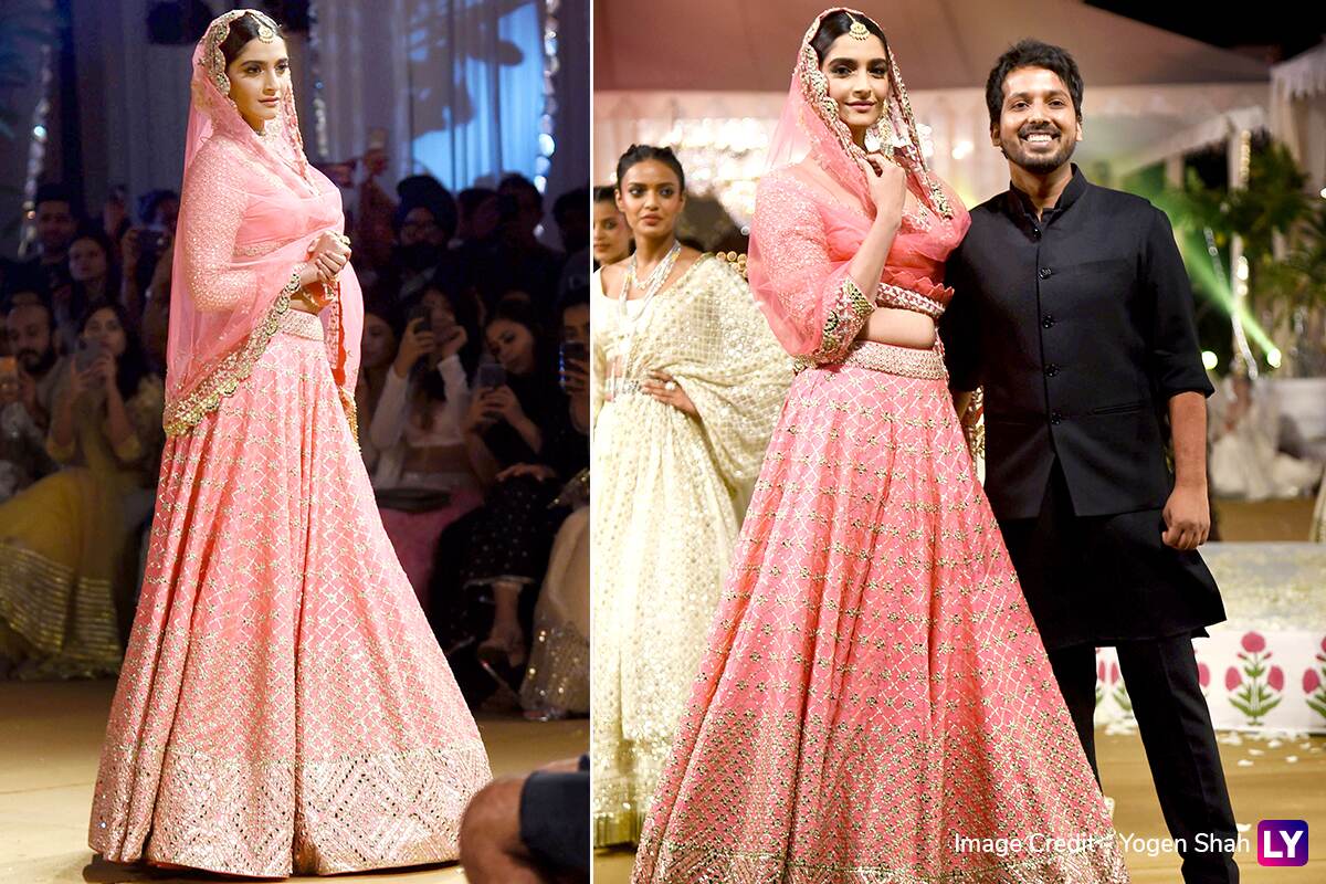 Sonam Kapoor walks the ramp for Abhinav Mishra.