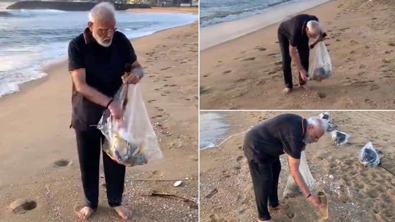 PM Narendra Modi Goes Plogging at Mamallapuram Beach, Shares Video PM Narendra Modi Goes Plogging at Mamallapuram Beach, Shares Video