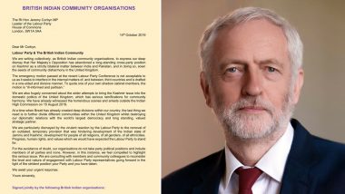 British Indian Organisations in Letter to Jeremy Corbyn Slam 'Ill-Conceived' Labour Party Resolution on Kashmir