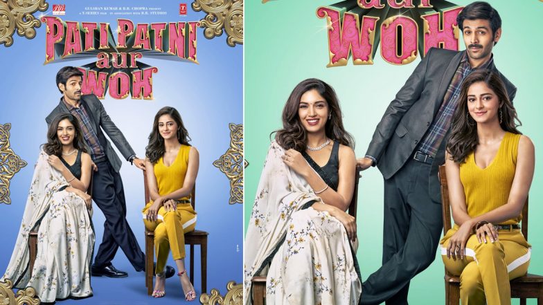 Pati Patni Aur Woh: Kartik Aaryan's Chintu Tyagi Shuttles Between 'Patni' Bhumi Pednekar and 'Woh' Ananya Panday on New Posters