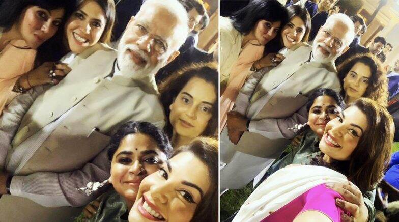 PM Narendra Modi Poses For a Selfie With Ekta Kapoor, Kangana Ranaut & Jacqueline Fernandez