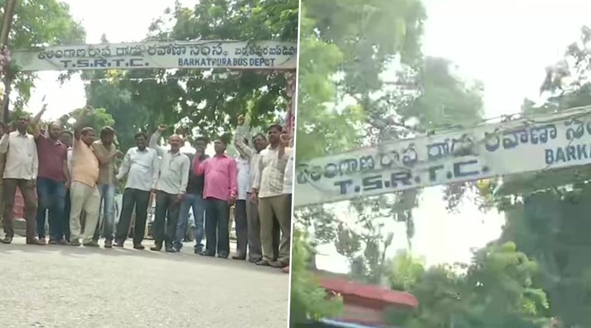 TSRTC Strike in Telangana: Employees of TSRTC Begin Indefinite Strike in Hyderabad Over Their Long-Pending Demands TSRTC Strike in Telangana: Employees of TSRTC Begin Indefinite Strike in Hyderabad Over Their Long-Pending Demands