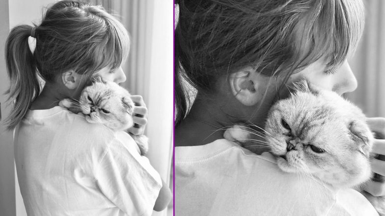 Taylor Swift Celebrates National Cat Day by Sharing an Adorable Monochrome Pic with Her Pet
