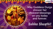 Durga Puja Images With Shubho Shashti 2020 Wishes: WhatsApp Stickers, SMS, GIF Image Greetings, Quotes, Facebook Cover Photos to Celebrate Pujo