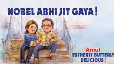 Image result for Abhijit Banerjee and Esther Duflo were among the recipients of the Nobel prize for economics in 2019.  amul ad