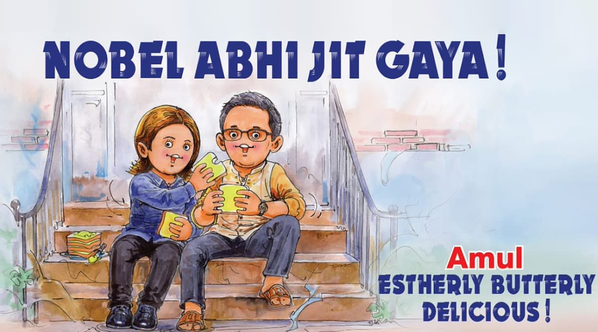Amul Dedicates Topical Ad to Abhijit Banerjee And Wife Esther Duflo on Winning Nobel Prize in Economic Sciences Amul Dedicates Topical Ad to Abhijit Banerjee And Wife Esther Duflo on Winning Nobel Prize in Economic Sciences