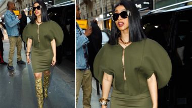 Yo or Hell No? Cardi B Picks Olive Co-Ord Outfit by Aliétte for Her Sixth Look at the Paris Fashion Week