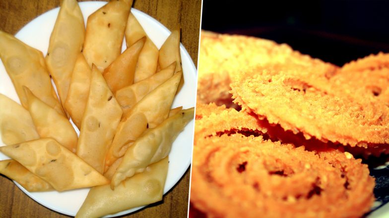 Diwali 2019 Namkeen Recipes: From Namak Pare to Chakli, Here’s How to Make Quick Party Snacks for Deepavali Celebration (Watch Video Tutorials)
