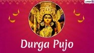 Durga Puja 2019 Images & Subho Saptami Wishes HD Wallpapers Free Download Online: Send Happy Durga Pujo Greetings With Beautiful WhatsApp Stickers and GIF Messages