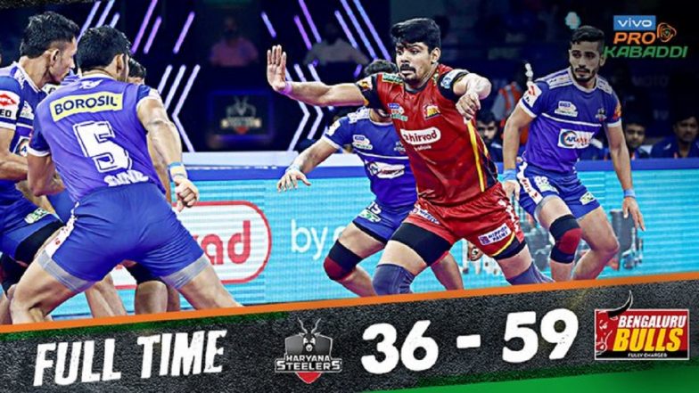 PKL 2019 Match Result: Pawan Sehrawat Stars as Bengaluru Bulls Beat Haryana Steelers 56–39