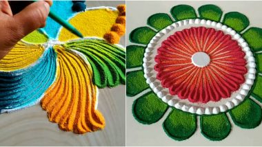 Latest Diwali Rangoli Designs 2019: Quick And Easy Colourful Rangoli Patterns to Brighten Up Your Home This Festive Season (Watch Videos)