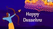 Happy Dussehra 2019 Images & Ravan Dahan HD Wallpapers For Free Download Online: Wish on Vijayadashami With Beautiful WhatsApp Stickers and GIF Image Greetings