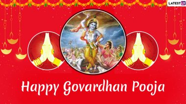 Happy Govardhan Puja 2019 Messages in Hindi: WhatsApp Stickers, Facebook Wishes, Diwali GIF Images and SMS to Send on Annakut Puja
