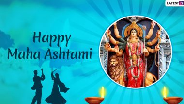 Subho Maha Ashtami 2019 Images & HD Wallpapers For Free Download Online: Wish Happy Maha Ashtami With Beautiful WhatsApp Stickers and GIF Greetings on Third Day of Durga Puja