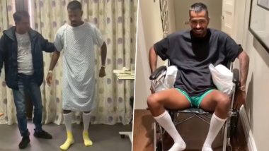 Hardik Pandya Injury Update! Indian All-Rounder Kick-Starts His Journey to Fitness, Walks for 1st Time After Back Surgery (Watch Video)