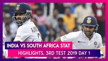 India vs South Africa Stat Highlights, 3rd Test 2019 Day 1: Rohit Sharma Hits Ton, India 224/3