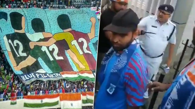 Indian Football Fans Stopped from Entering Stadium with Banners by Kolkata Police during IND vs BAN 2022 FIFA World Cup Asia Qualifiers, Watch Video