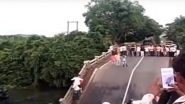 Gujarat: Bridge Located Above River in Junagadh's Malanka Collapses, 4 Cars Fall; Watch Video of Accident Site