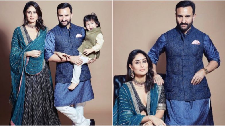 Kareena Kapoor Khan and Saif Ali Khan Define Elegance, Taimur Ali Khan Flashes His Adorable Grin in Their Diwali 2019 Photoshoot (View Pics)&nbsp;