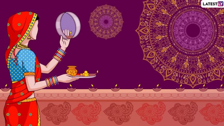 Karwa Chauth 2019 Greeting Cards: WhatsApp Stickers, Karva Chauth Vrat GIF Images, Romantic Postcards and Messages to Wish Your Significant Other!