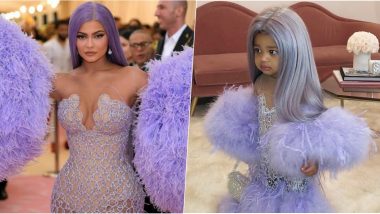 Kylie Jenner Dresses Stormi As Her Mini Self With Her With Outfit Inspired by Her Lilac Versace Dress at the Met Gala 2019