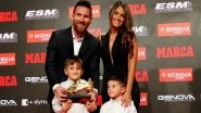 Lionel Messi's Sons Thiago and Mateo Present Him Sixth Golden Shoe For Scoring Most Goals in European Leagues, Barcelona Star Thanks Teammates in Instagram Post! (View Pics)