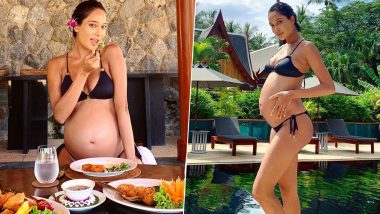 Lisa Haydon Flaunting Her Baby Bump in a Bikini, Relishing Good Food, Is What Every Mom-to-Be Would Really Wish to Do (View Pics)