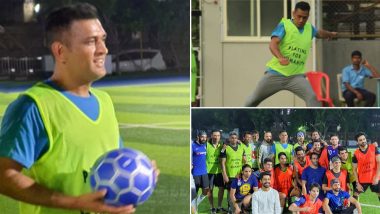 MS Dhoni Plays Charity Football Match in Mumbai, Check Out Photos and Videos of Indian Cricketer in Footballer Avatar