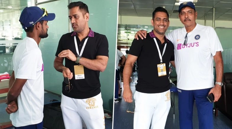 MS Dhoni Meets Shahbaz Nadeem, Ravi Shastri and Others in Team India Dressing Room