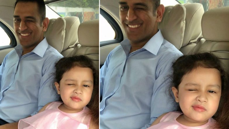 MS Dhoni and Ziva Wink at The Camera and We Cannot Stop Aww-ing! See Adorable Pic of Father-Daughter Duo on Instagram