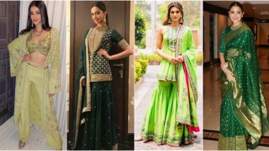 Navaratri 2019 Day 6 Colour Green: Get Inspired by Deepika Padukone, Kriti Sanon and Others on How to Look Your Festive Best in This Colour (View Pics)