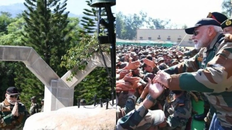 Diwali 2019: PM Narendra Modi Celebrates Deepavali With Indian Army Personnel in Jammu And Kashmir, Watch Video