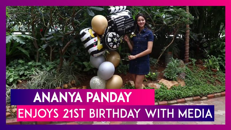 Ananya Panday Celebrates Her 21st Birthday With Media, Cuts The Cake & Clicks Pictures