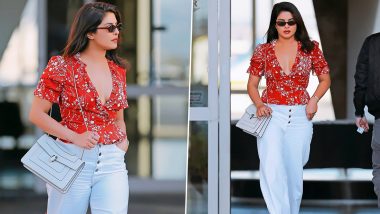 Priyanka Chopra Struts in a RED HOT Look With The Most Basic Fashion Statement Ever! (View Pics)