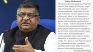 Ravi Shankar Prasad Withdraws His 'Movies & Economy' Comment After Facing Flak, Issues Press Statement With Clarification