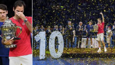 Roger Federer Struggles to Hold Tears After Crushing Alex De Minaur to Win Record 10th Swiss Indoors Basel Title (Watch Video)