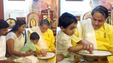 Vijayadashami Vidyarambham 2019: Ezhuthiniruthu Significance, Rituals And Traditions; Shashi Tharoor Shares Cute Pics of Children Learning to Write in Kerala