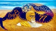 Sudarsan Pattnaik Creates Sand Art For Amitabh Bachchan's 77th Birthday on Odisha's Puri Beach, View Pic