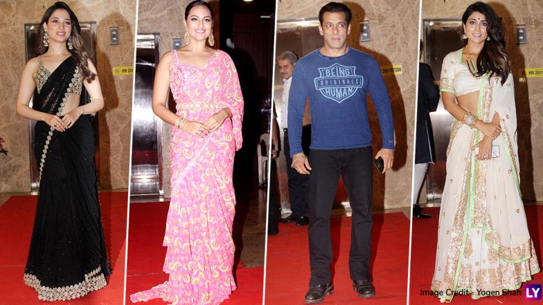 Dabangg 3 Stars Salman Khan-Sonakshi Sinha, Tamannaah, Shriya Saran and Others Attend Ramesh Taurani’s 2019 Diwali Party (View Pics)