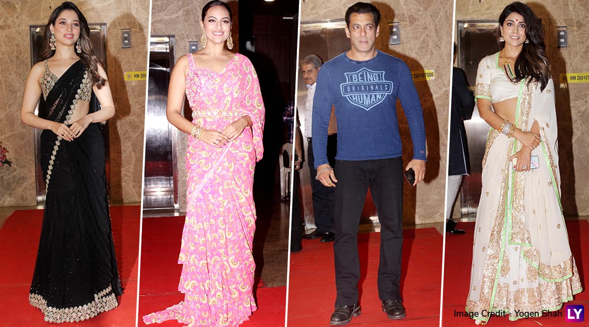 Dabangg 3 Stars Salman Khan-Sonakshi Sinha, Tamannaah, Shriya Saran and  Others Attend Ramesh Taurani's 2019 Diwali Party (View Pics) | ðŸŽ¥ LatestLY