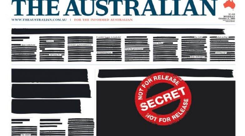 Australian Newspapers, Websites Run Redacted Front Pages and Articles to Protest Secrecy Laws