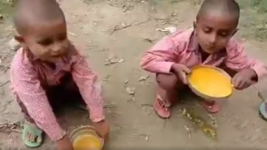 Turmeric-Rice For Meal? Video Shows School Children Fed Haldi-Chawal in Uttar Pradesh's Sitapur, Netizens Ask if 'Journalist Will be Arrested?'