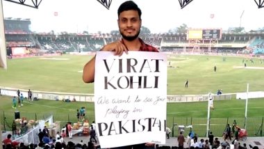 This Pakistan Fan Urges Virat Kohli to Come and Play in His Country, View Pic of Him Holding The Poster!