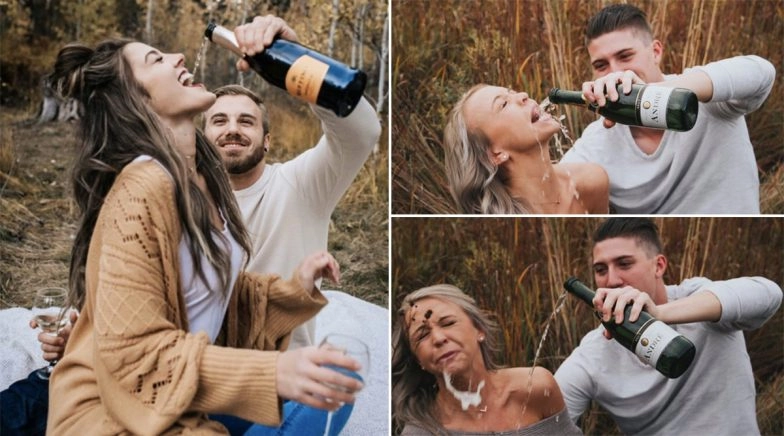Engagement photoshoot of Illinois couple recreating Pinterest photo go viral. 