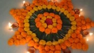 Simple Rangoli Designs for Diwali 2019 With Marigold Flowers: Latest Rangoli Patterns and Pookalam Ideas to Celebrate Deepavali (Watch Video Tutorials)