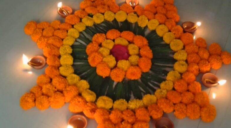 Simple Rangoli ideas using marigold flowers for Diwali 2019. 