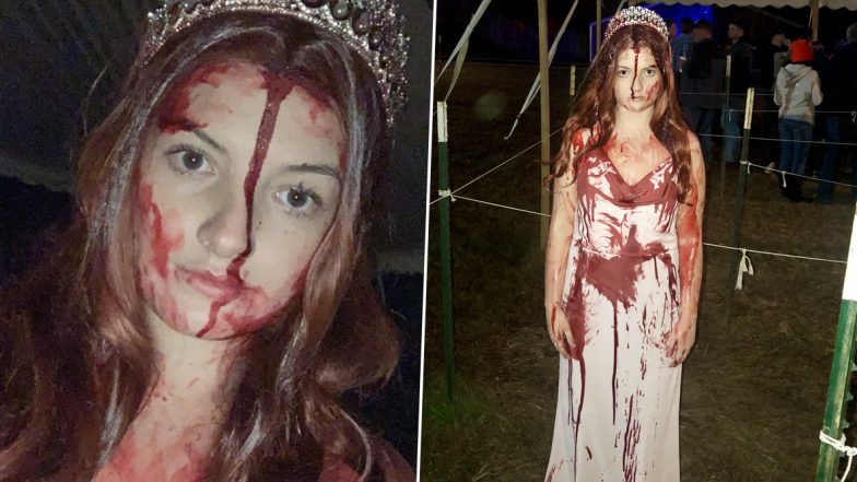 Woman Crashes Car Wearing Bloody Halloween ‘Carrie’ Costume, First Responder Presumes Her to Be Dead (View Viral Pics)